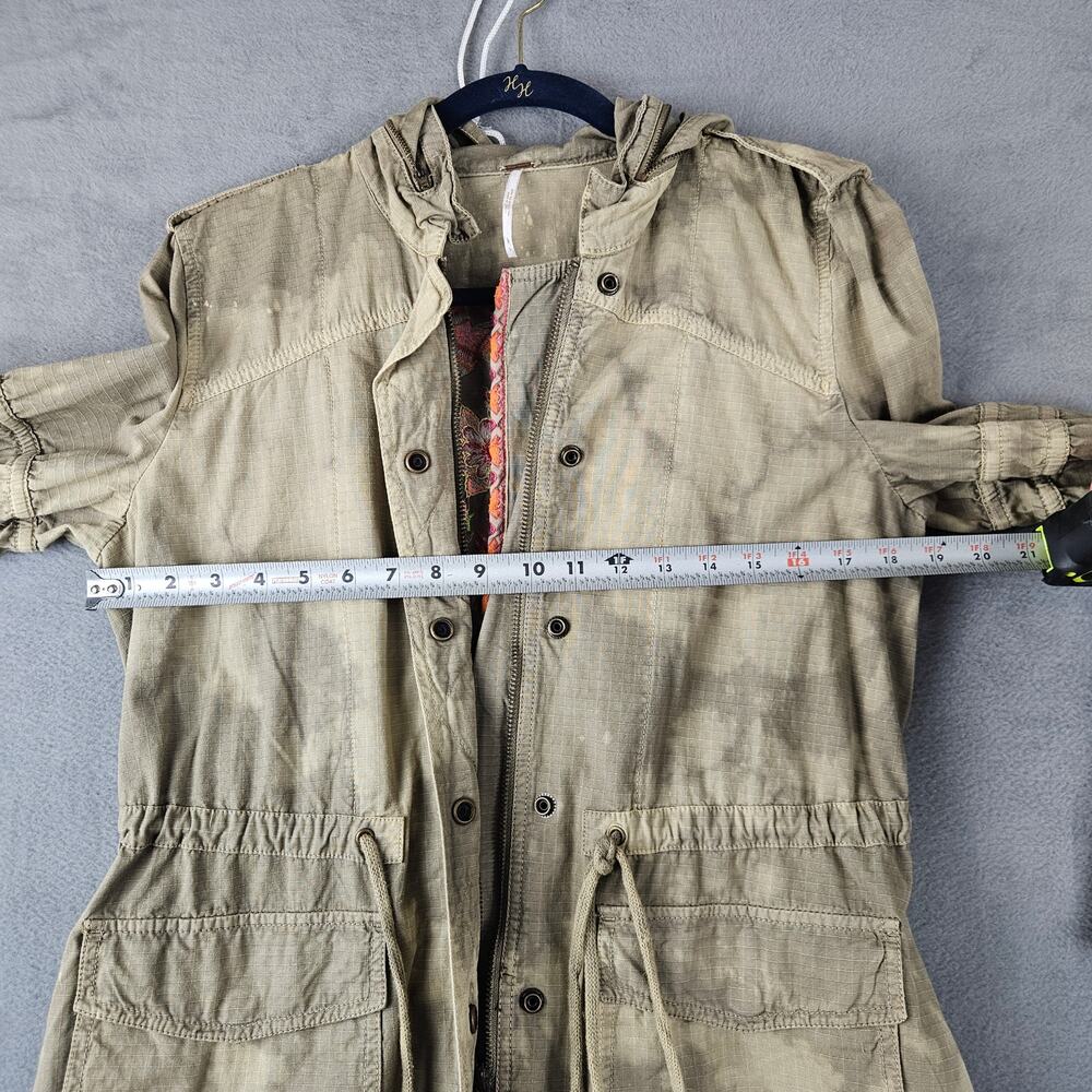 Free People Green Festival Embroidered  Anorak Jacket Utility Military Boho Sz 6 - Picture 5 of 9